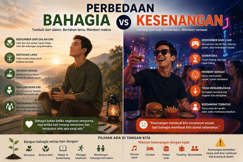 Bahagia dan Kesenangan: Dua Hal yang Berbeda